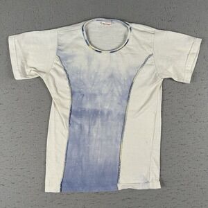 Vintage 70s Buccaneer Panel Knit T Shirt Women's XS Blue White Tie Dye Hippie